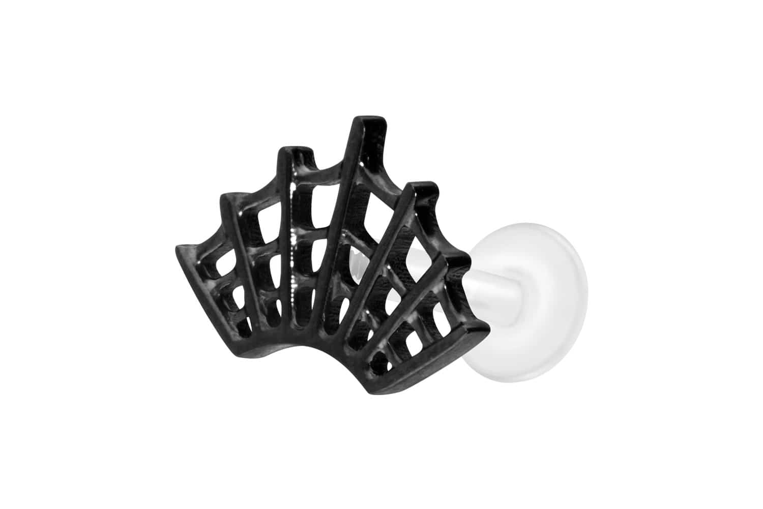 PTFE Labret Piercing mit Innengewinde + Titan-Aufsatz SPINNENNETZ